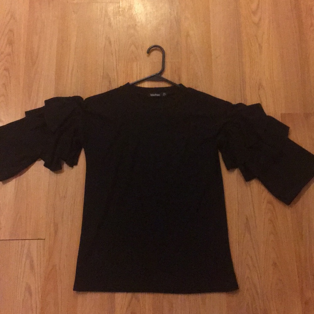 ASOS boohoo frill black top